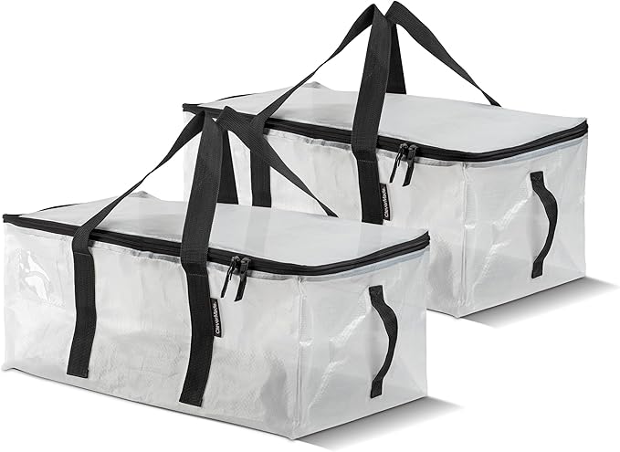 CleverMade Foldable Storage Container Bags, Pack of 2 Heavy Duty Plastic Reusable Oversized Packing, Under Bed or Duffel Storage Bins for Dorm Room Home Utility Laundry Grocery Shopping Travel
