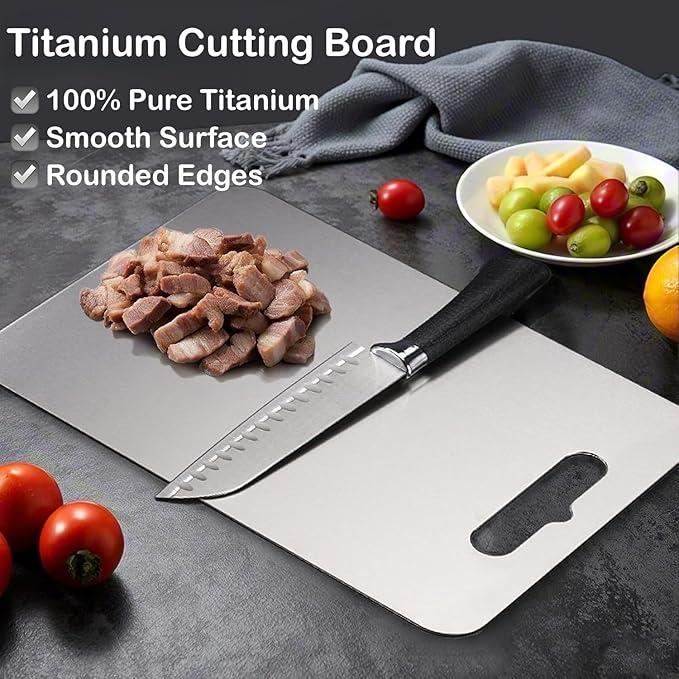 Titanium Cutting Board - Non Plastic Cutting Boards for Kitchen, Double Sided, Non Toxic Cutting Board, Durable, Dishwasher Safe Titanium Chopping Board for Meat, Fruit, and Vegetables