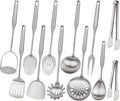 18/10 Stainless Steel Cooking Utensils Set,12pcs Metal Kitchen Utensils Set Dishwasher Safe, Heat Resistant Wok Tools Set for Cooking Enthusiasts