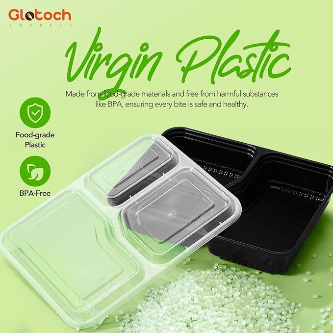 34oz 3-Compartment [1 Pallet-4950 Pack] Meal Prep Containers with Lids, Plastic Food Prep Containers Microwave, Freezer, Dishwasher Safe Leakproof Durable Food Storage Lunch Box To Go Take Out