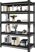 40''W Utility Garage Shelves: 2,000Lbs Heavy Duty Steel Metal Adjustable Shelving Storage Industrial Rack Units 5 Tier Black 40" W x 16" D x 78" H