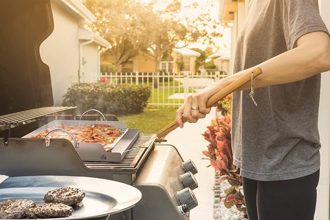 Onlyfire Universal Stainless Steel Griddle for Most BBQ Grills with Removable Handles, 18"×12.5"