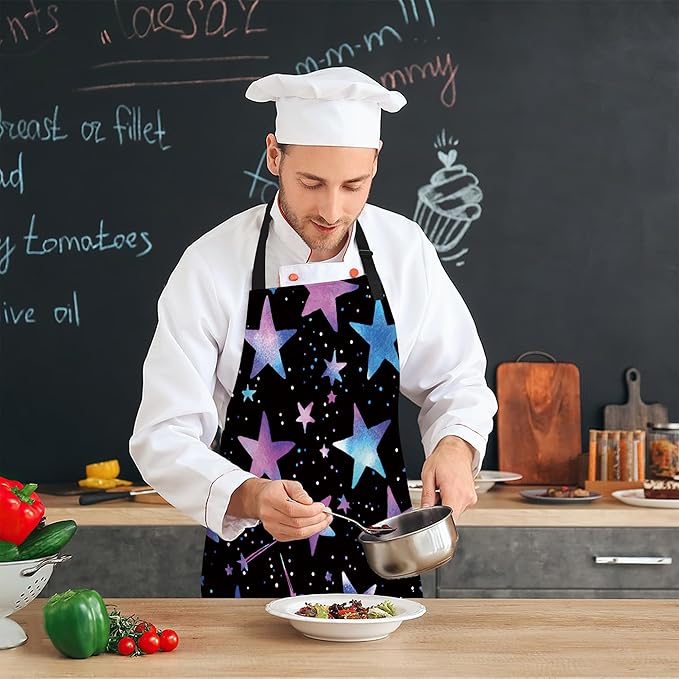Cooking Aprons for Men and Women,Adjustable Bib Chef Apron with 2 Pockets, Soft and Durability Kitchen Apron