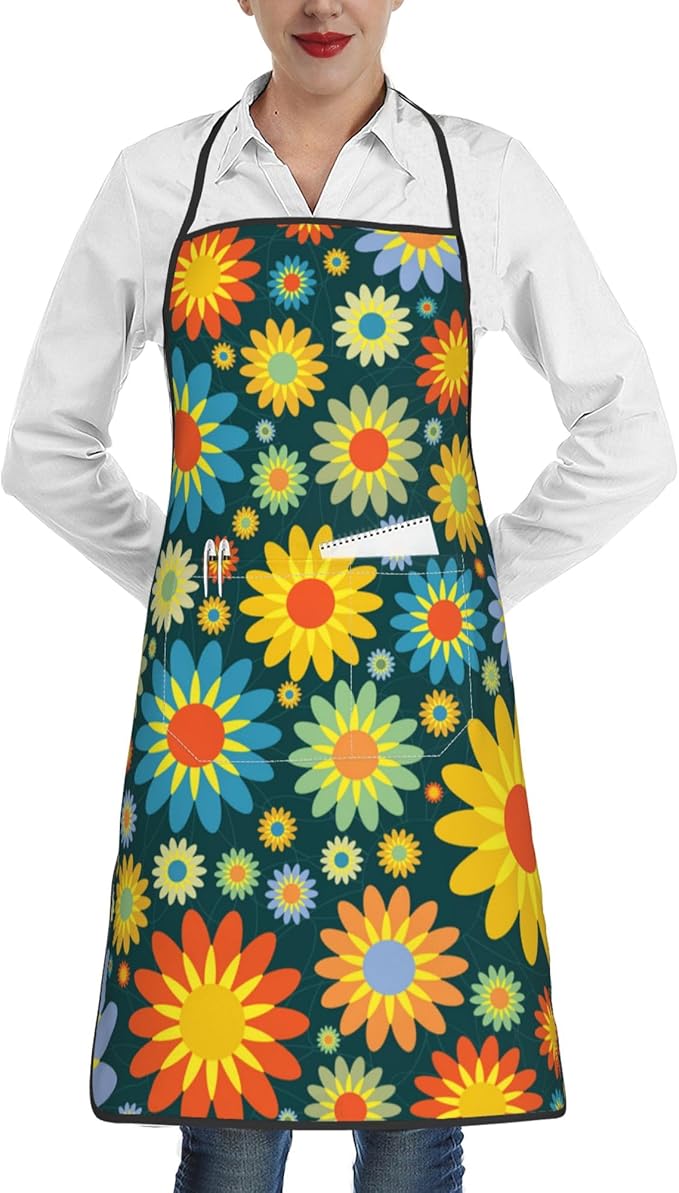 Apron with Pockets for Cooking Chef Kitchen Work Gardening and Salon Size 20.4x28.3 Inch