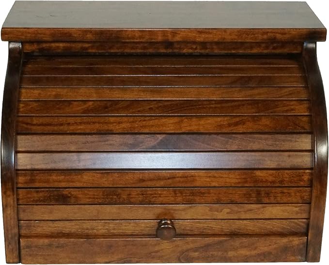 DutchCrafters Solid Wood Large Bread Box with Roll Top - Kitchen Counter Storage - Amish Made in USA (Cherry - Michael's Cherry)