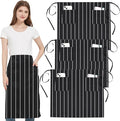 3 Pack Waist Apron with 3 Pockets, Unisex Black Waiter Aprons, Water Resistant Server Aprons for Restaurant Chef Bar