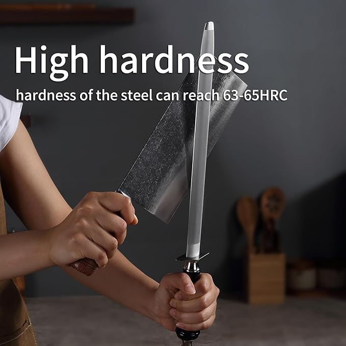 Honing Steel Professional Knife Sharpeners,12 inch Sharpening Steel Honing Rod,High Carbon Sharpening Rod, Fine Lines, High hardness, Wear Resistant, knife sharpening