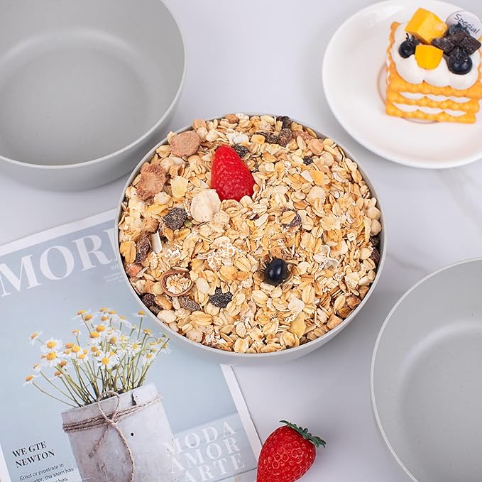 EI 8pcs Wheat Straw Bowls Set,Unbreakable Reusable Plastic Bowls,BPA-Free Lightweight Cereal, Salad & Soup Bowls,Ideal for Breakfast, Picnic, Party or Dinner