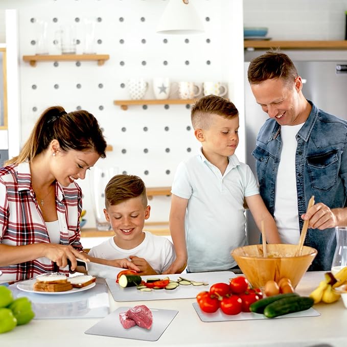 Stainless Steel Cutting Board, Double Sided Cutting Boards for Kitchen, SUS 316 Food-Grade Non Toxic Stainless Steel Chopping Board for Meat, Fruit and Vegetable (15.6 x 10.8 in)