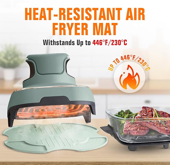 Silicone Heat Resistant Mat for Ninja Crispi Accessories, for Ninja Air Fryer Accessories Silicone Hot Pads for Kitchen Air Fryer Heat Resistant Trivet for Countertop(Green)