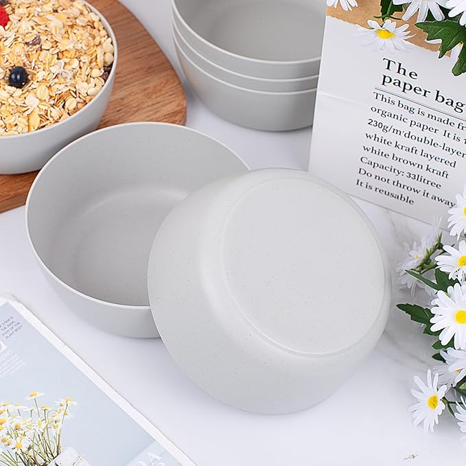EI 8pcs Wheat Straw Bowls Set,Unbreakable Reusable Plastic Bowls,BPA-Free Lightweight Cereal, Salad & Soup Bowls,Ideal for Breakfast, Picnic, Party or Dinner