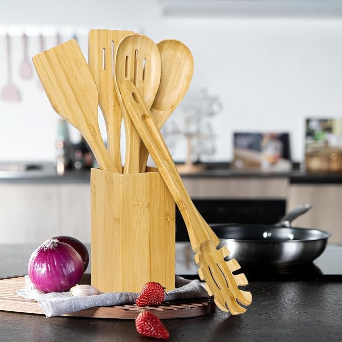 Kitchen Utensil Set -6Piece Wooden Spoon -Wooden Cooking Spoon -Cooking Cutlery Set-wooden utensil-Wooden Cooking Utensils- cooking spoon-kitchen set