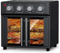 PlumChef 29.5QT Large capacity French Double-Door Air Fryer Convection Toaster Oven,1700W, 7 Preset Menus, 7-in-1 Multi-Function for Bake, Roast, Grill, Toast, Dehydrate& Defrost,Stainless Steel,Black