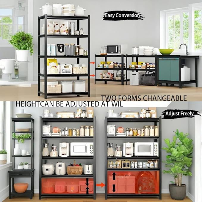 Storage Shelving Unit Heavy Duty Garage Shelves Metal Organizer Utility Rack for Kitchen Pantry Basement Pantry Warehouse Laundry Black 5-Tier 84" H x 55" W x 23.7" D 3000LBS