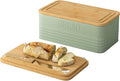 Bread Box for Kitchen Countertop, Large Bread Storage Container with Bamboo Lid, Iron Farmhouse Bread Box for Your House, Green