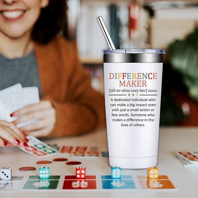 Difference Maker Gifts - Christmas Thank You Gift for Women, Men - Teacher Appreciation Gifts - Inspirational Gift for Coworker, Boss, Assistant, Employee - 20oz Tumbler