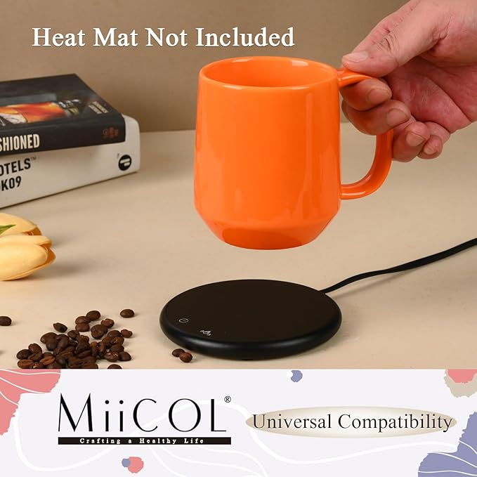 Miicol Ceramic Coffee Mug, 16 oz Large Coffee Cup, Tea Mug with Handle, Flat Bottom Mug for Men, Women, Office, Microwave and Dishwasher Safe, Multi-Color, Sun Orange