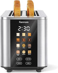 Kenmore 4-Slice Long Slot Toaster | Color Touch Screen & 6 Shade Settings | Extra Wide Slots | Digital Timer | Customizable Smart Presets | Reheat, Defrost, Add Time Functions | Stainless Steel