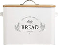 Baie Maison Extra Large White Farmhouse Bread Box for Kitchen Countertop - Breadbox Holder Fits 2+ Loaves - Bread Storage Container Bin - Rustic Bread Keeper Vintage Metal Kitchen Decor for Counter