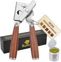 Upgraded Efficient Manual Can Opener - Selected Solid Wood Handle, Sharp and Smooth Blade Edge, Portable Design, Easy-Open Large Knob, Versatile for Various Bottle Caps（Rosewood）