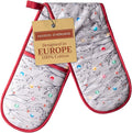 Maison d' Hermine Double Oven Mitt (7" x 35") 100% Cotton Heat Resistant BBQ Cooking Gloves with Loop for Thanksgiving Christmas Decorations Baking Cooking Barbeque Handling Hot Pan (Fairy Christmas)