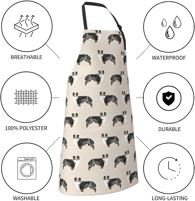 Apron Bib with 2 Pockets and Adjustable Neck Waterproof Kitchen Cooking Gardening Chef Aprons for Women Men