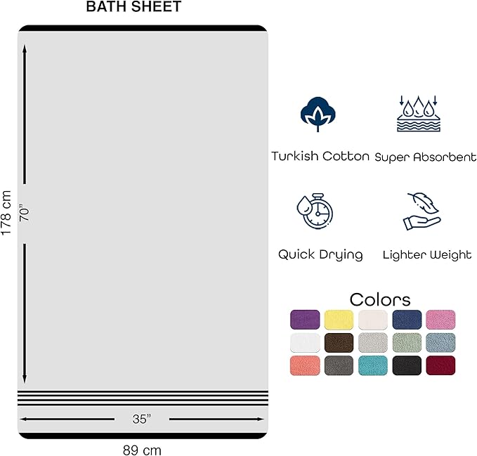 Hawmam Linen Jumbo Large Bath Sheets Towels 2 Pack Soft and Absorbent, Premium Quality 100% Cotton Towels (Light Green, Bath Sheet)