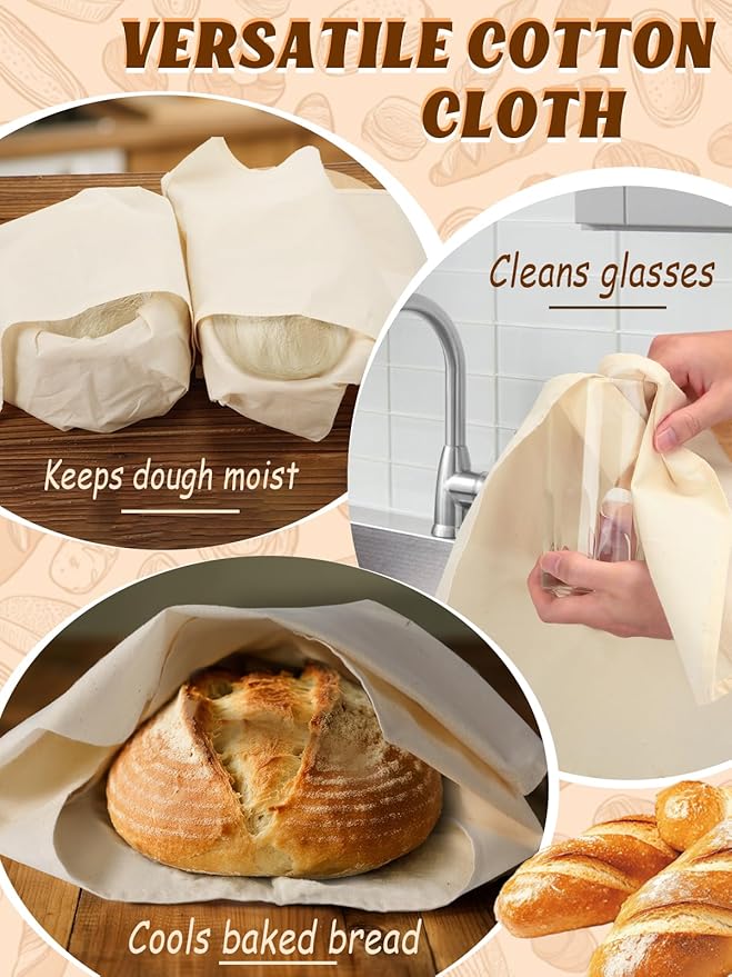 6pcs 100% cotton Tea Towels for Baking Sourdough - 14" x 18'' Unbleached Bread Basket Flour Sack Towels, Proofing Cover Cloth for Dough Raising, Bread Making Accessories Bakers Gift