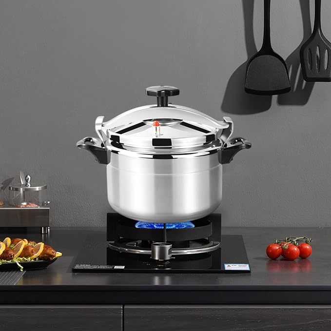 3Qt Small Pressure Cooker, Aluminum Alloy Stovetop Pressure Cooker Pot with Safety Lock Lid & Valve, 35KPA for Fast Cooking, Steaming, Boiling, Ideal for Family Kitchen, Camping, Silver