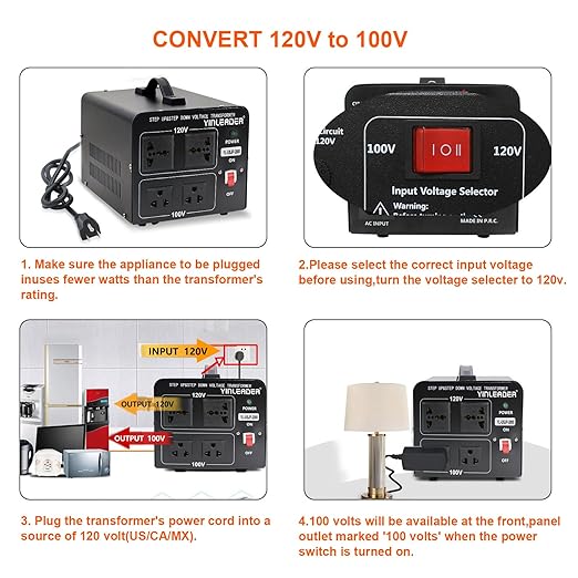 Yinleader 2000W Convert 120V to 100V or 100V to 120V Step Up/Down Voltage Transformer Perfect for Japanese High-Power Devices in US