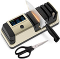 Electric Knife Sharpener for Kitchen Knives, LCD Display, 5-in-1Professional Knife Sharpener with Adjustable Speed, Diamond Wheel & Ceramic Rod, Gold