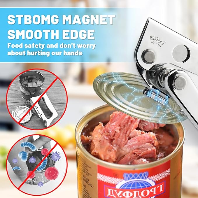 Heavy Duty Can Opener,Commercial Can Opener with Comfortable Long Handles With Carbon Steel Blade