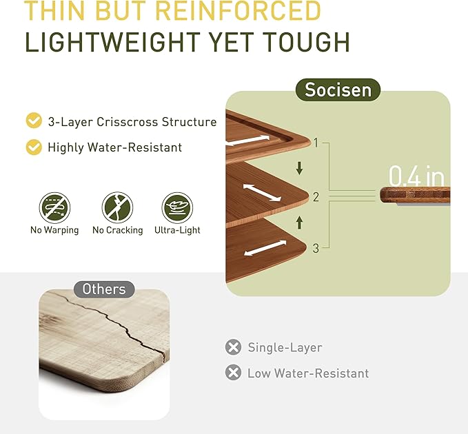 Dishwasher Safe Bamboo Cutting Boards Durable Lightweight Wood Cutting Board for Busy Kitchen, Easy Clean Wooden Chopping Boards with Juice Groove