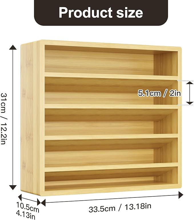 Orimade 4 Tier Spice Rack Organizer for Cabinet, Freestanding Bamboo Seasoning Rack for Countertop, Cupboard, Pantry, Kitchen, 13.18 x 4.13 x 12.2 inches(Spice Jars Not Included)