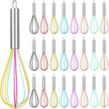 Domensi 24 Pcs 8 Inch Christmas Whisks Bulk for Cooking Silicone Whisks Non Scratch Stainless Steel Whisk Coated Metal Heat Resistant Egg Beaters for Holiday Party Favor Gift Supplies