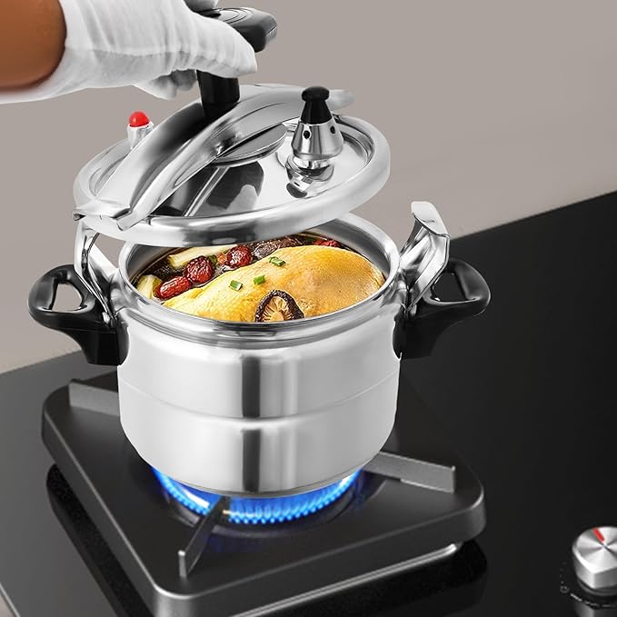 3.17qt Aluminum Pressure Canner with One-Hand Locking - Large Capacity Cooker for Canning Vegetables, Meats, Seafood & Stewing Food‌