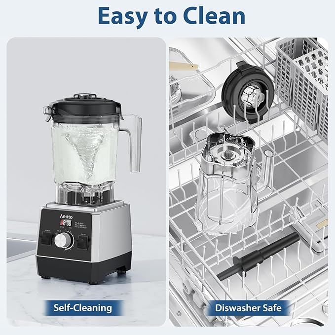 Aeitto Blenders for Kitchen with 68Oz. Large Capacity, 1800W Max Power Smoothie blender, 3 Preset Programs & 7 Speeds, Professional Countertop Blender for Smoothies, Frozen Drinks, Generation1 Black