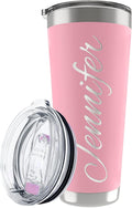 Personalized Tumbler with Engraved Name - 12 Designs, 30 Oz Coffee Tumbler with Slider Lid, Soft Pink, Double Wall Insulated - Gifts for Mom, Custom Gift for Women, Personalized Gift for Her