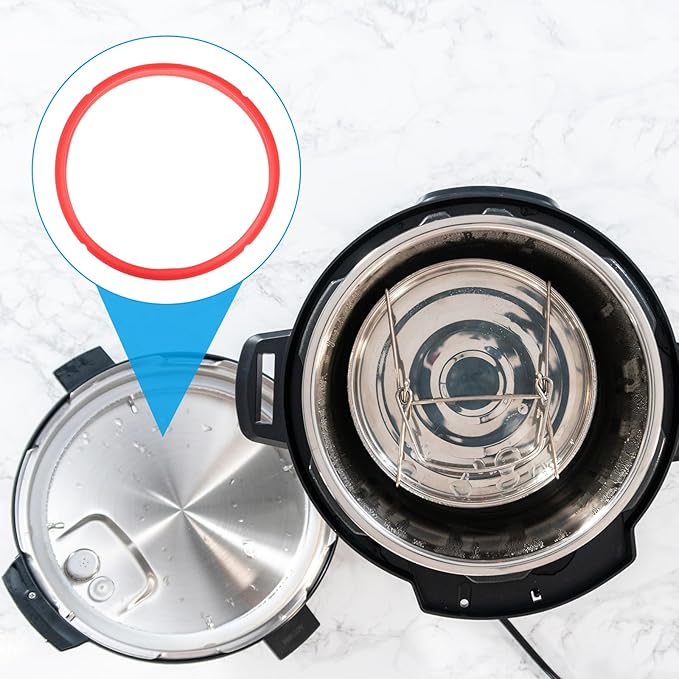 uxcell 2 Pcs Silicone Sealing Ring for Pressure Pot 8QT, Pressure Pot Inner Gasket Seal Rings Pressure Cooker Replacement Parts, Red