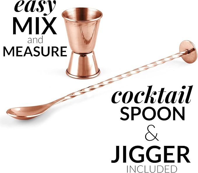 Zulay Cocktail Shaker Set - Stainless Steel Mixed Drink Shaker - Martini Shaker Set with Build in Strainer, Double Sided Jigger & Muddler Combo Mixing Spoon - Pro Margarita Shaker - Large 24oz