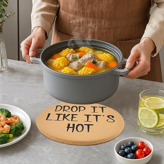 Cork Trivets for Hot Dishes Hot Pads for Kitchen Decor Accessories Plant Coasters Cute Silicone Trivet for Hot Pots and Pans Holder Quartz Countertop Trivet Set of 4 Large Coaster Round Cork Placemats