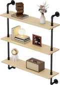 3-Tier Industrial Pipe Floating Shelf – Rustic 30 inch Wood Wall-Mounted Storage Shelf for Kitchen Office,Bathroom & Home Decor -White Oak