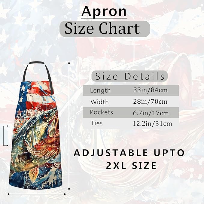 Fishing Apron,Oxford Fabric Adjustable Kitchen Apron with 2 Pockets,Waterproof Cooking Aprons for Men Women Mom Wife Dad,Ideal Gifts for Coffee House,Shop,Baking,BBQ,Housewarming,28x33in