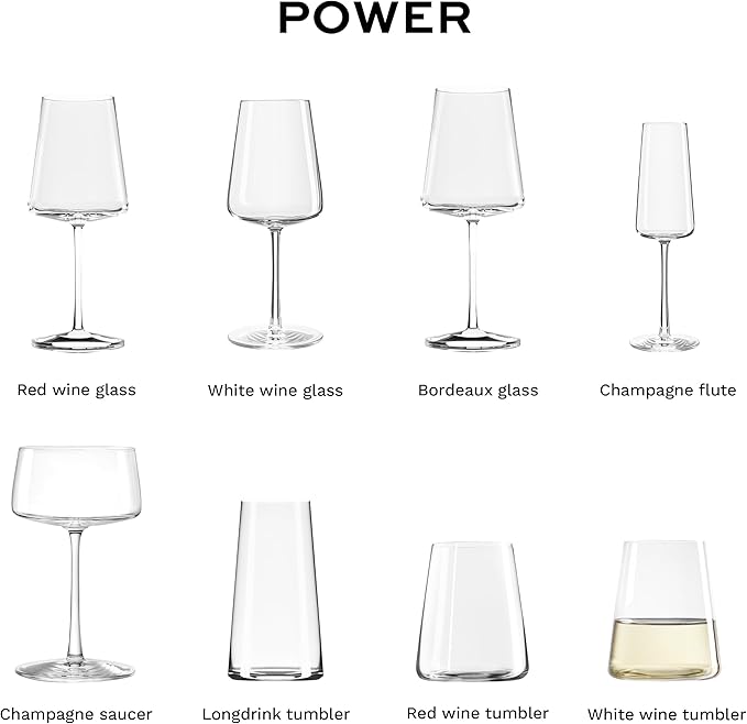 Stölzle Lausitz White Wine Tumblers Power 4-Piece Set, 13 1/2 oz – Modern Stemless Crystal Wine Glasses for Maximum Aroma – Durable & Dishwasher Safe, Made in Germany