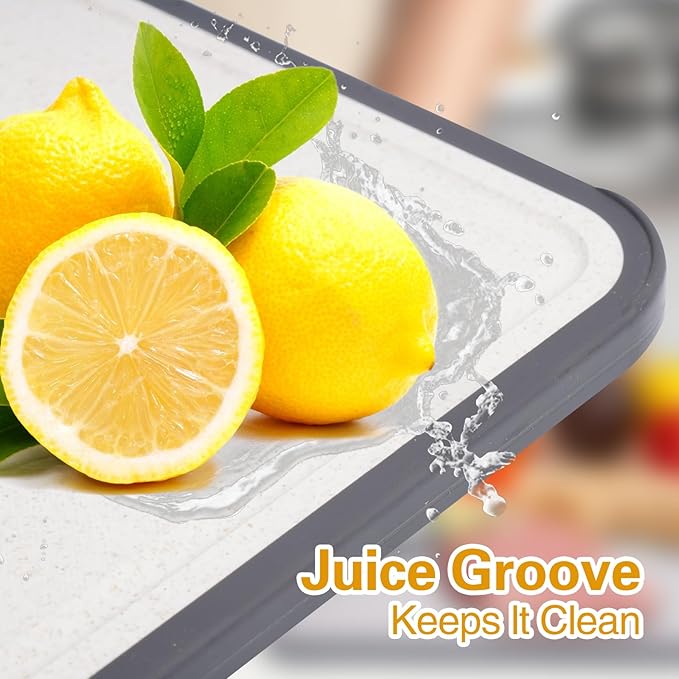 Titanium Cutting Board for Kitchen, Double-Sided Food-Grade Design with Pure Titanium & Wheat Straw PP, Non-Slip Edges, for Meat, Vegetables, Baking, Safe & Easy to Clean