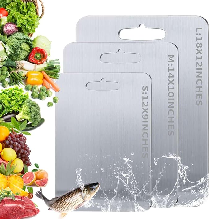 Titanium Cutting Boards for Kitchen, Pure cut Titanium Cutting Board Double Sided Cutting Boards - Easy to Clean for Kitchen Outdoor Camping，Dishwasher Safe, Food Grade Quality (18''L x 12''W)