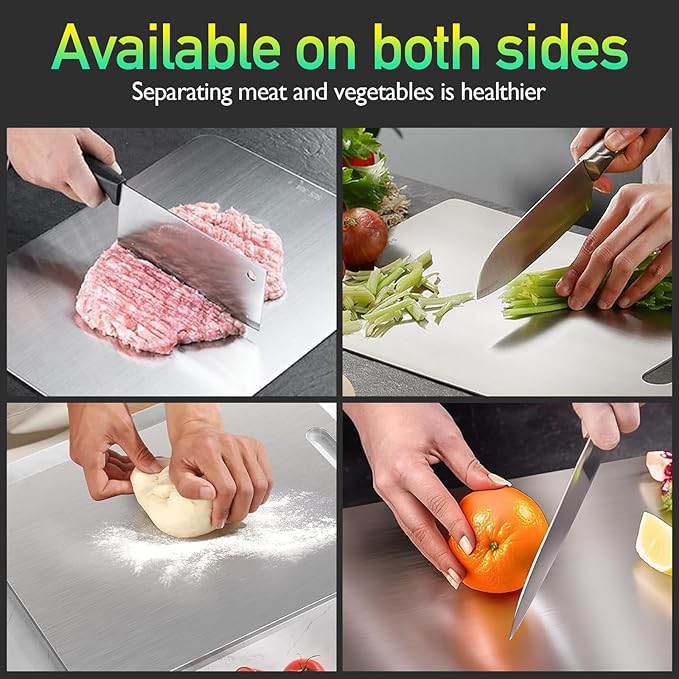 Titanium Cutting Board, 2 Pack Titanium Cutting Boards For Kitchen, 2025 New Double-Sided Food-Grade Titanium Cutting Board For Cutting Meats, Fruits And Vegetables (2pcs：M+L)