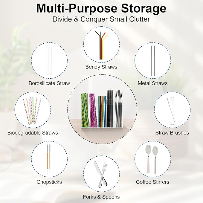 Upgraded Acrylic Straw Holder for Cabinet Door, Fridge & Countertop–Magnetic/Adhesive Dual Mount, Strong Hold, Space-Saving Straw Organizer with Adhesive Tape, Magnetic Sheet