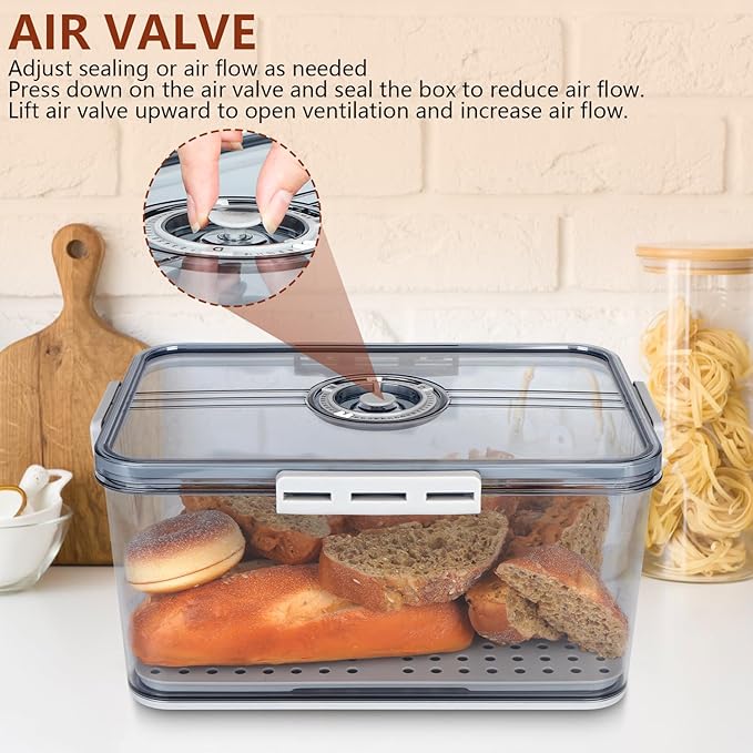 Large Bread Box For Kitchen Countertop,Bread Containers Storage Airtight Loaf,Plastic Breadbox,Bread Storage For Homemade Bread,Clear Fresh Bread Keeper