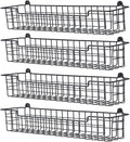 Spice Rack Organizer Wall Mount, Spice Organization Storage Shelf for Cabinet Door, 4 Packs Wall Spice Rack Saving Space for Kitchen, Black